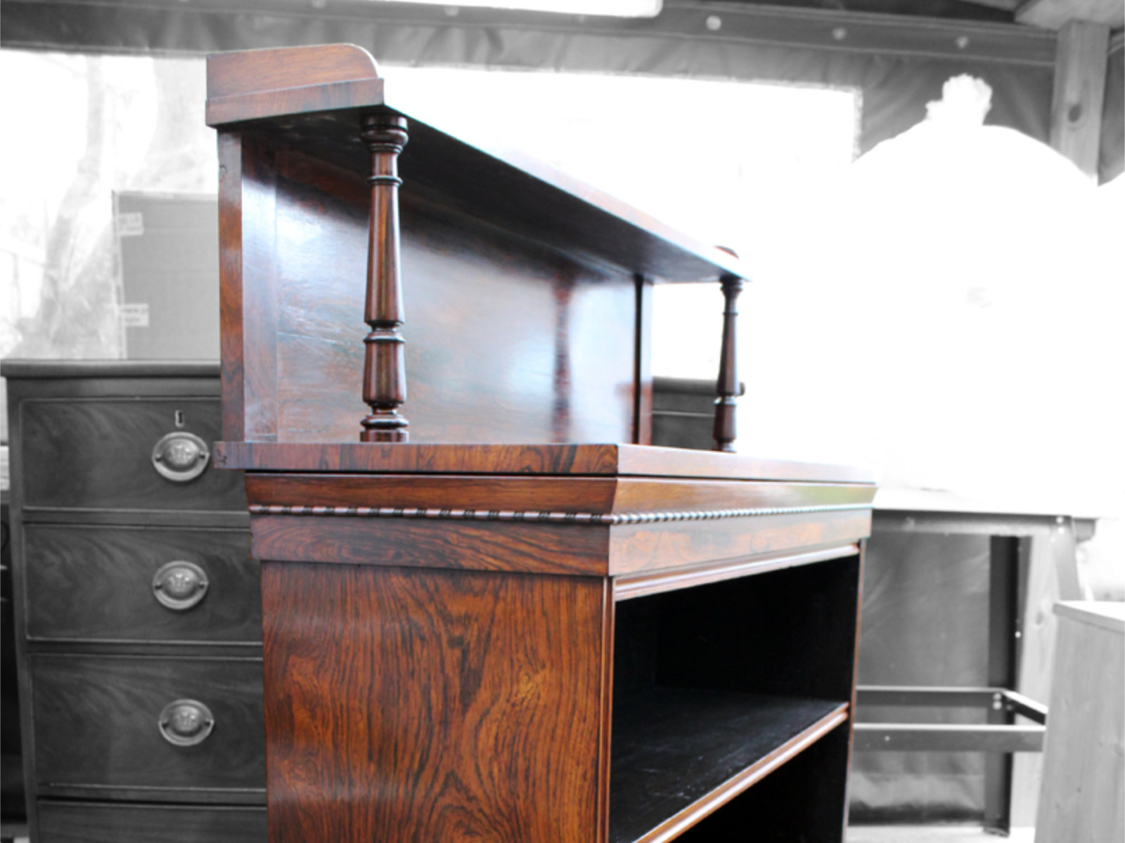 OP Woodcraft French Polished Rosewood Bookcase